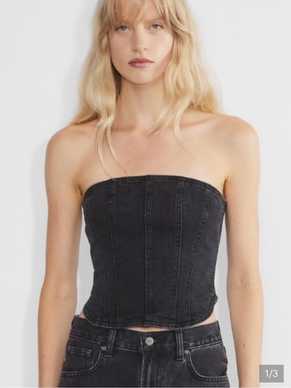 NWT Aritzia Denim Forum The '90s Debbie Bustier Strapless Black Corset Top Large